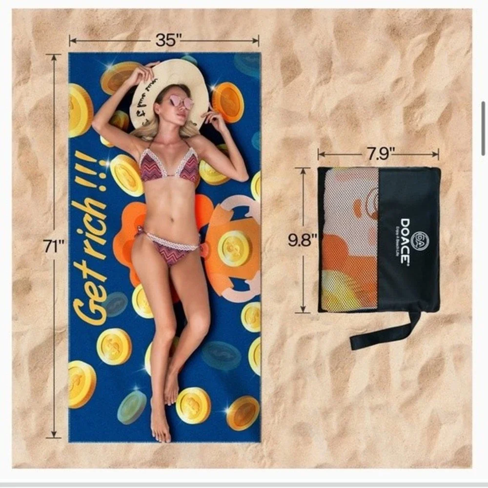 Beach Towel Beach Blanket 2 Pcs 71x35 Microfiber Oversized Quick Dry Sand Free S